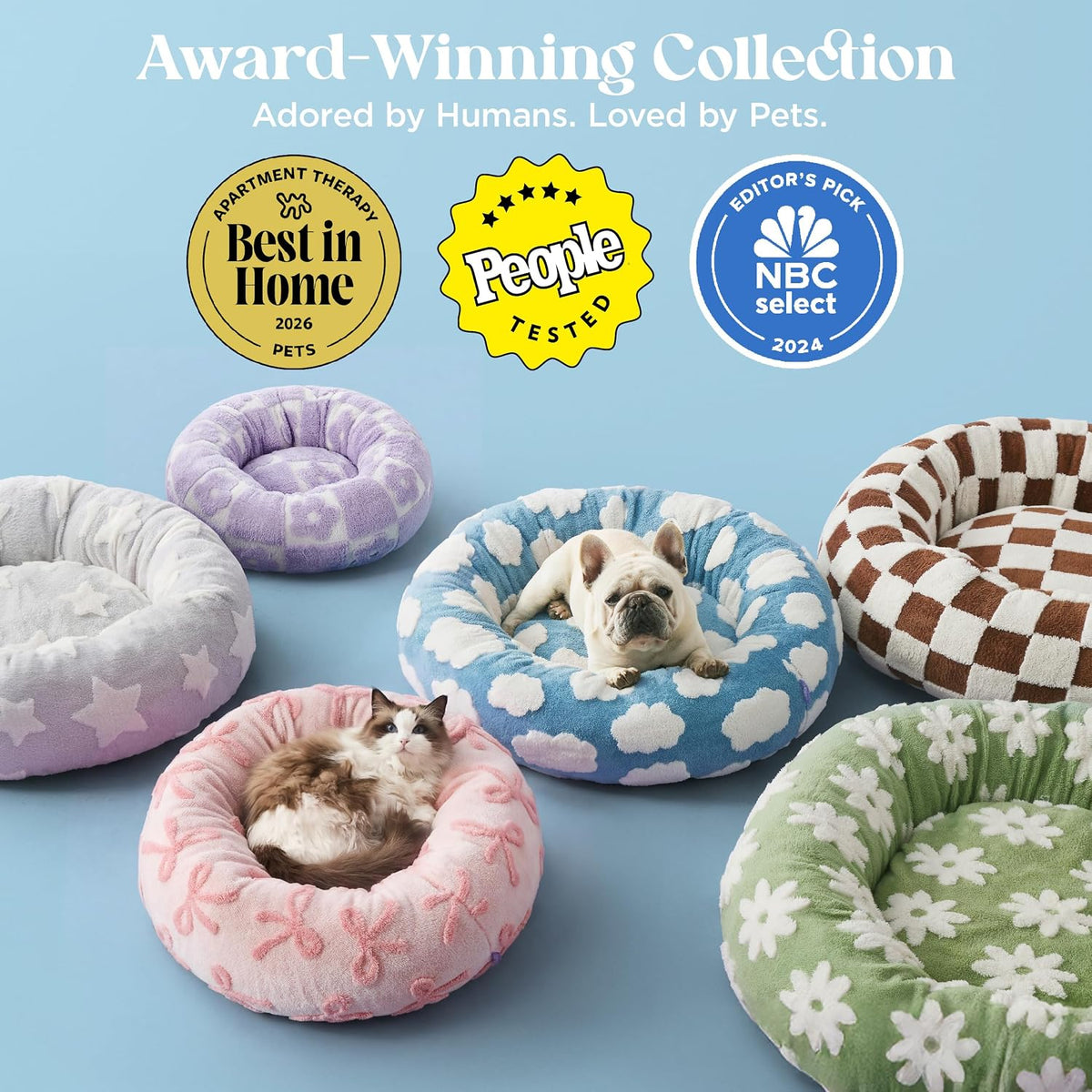 Shown on TV Jacquard Donut Cute Small Dog Beds,Pink Taffy 23x23x7in