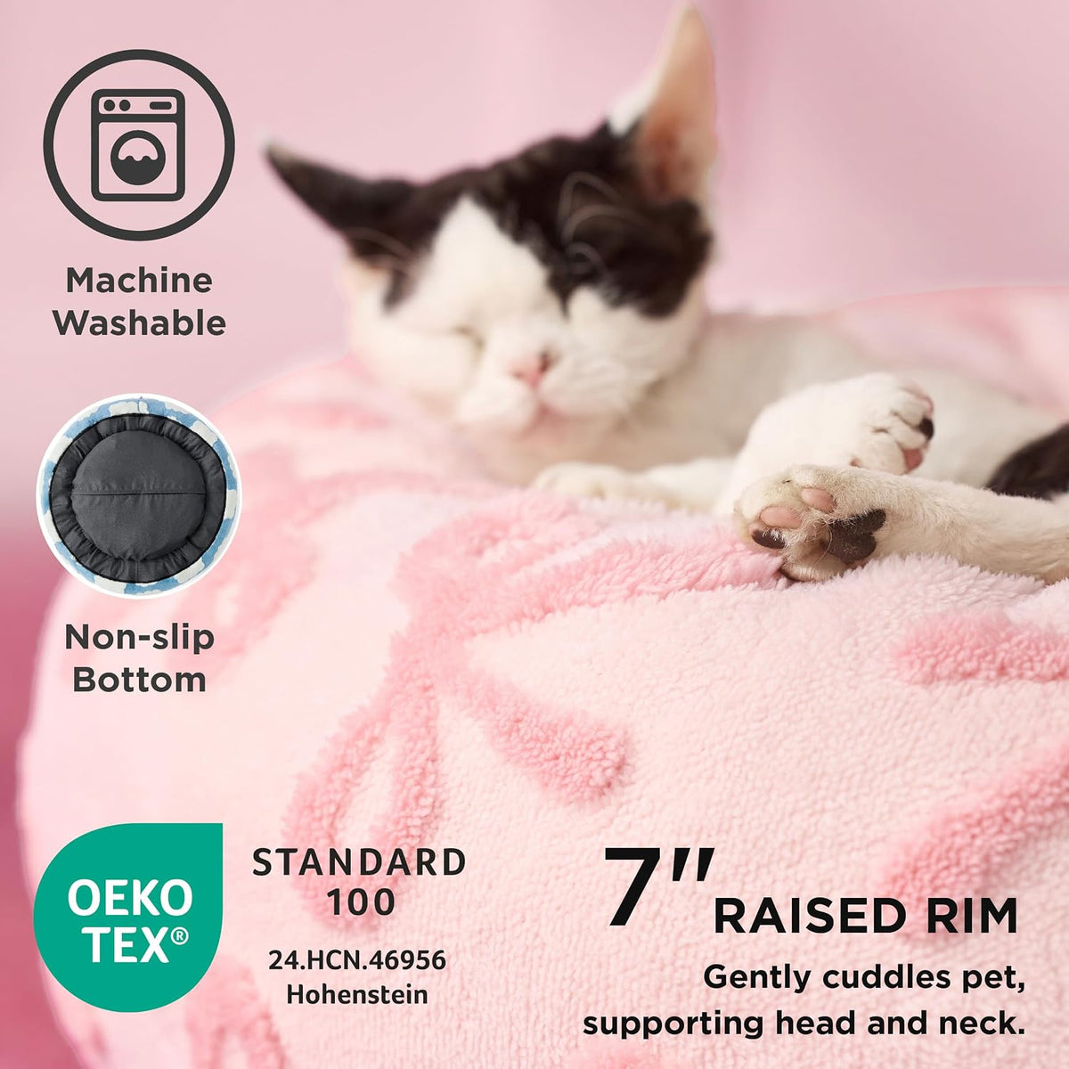 Shown on TV Jacquard Donut Cute Small Dog Beds,Pink Taffy 23x23x7in