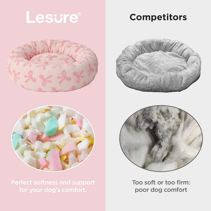 Shown on TV Jacquard Donut Cute Small Dog Beds,Pink Taffy 23x23x7in