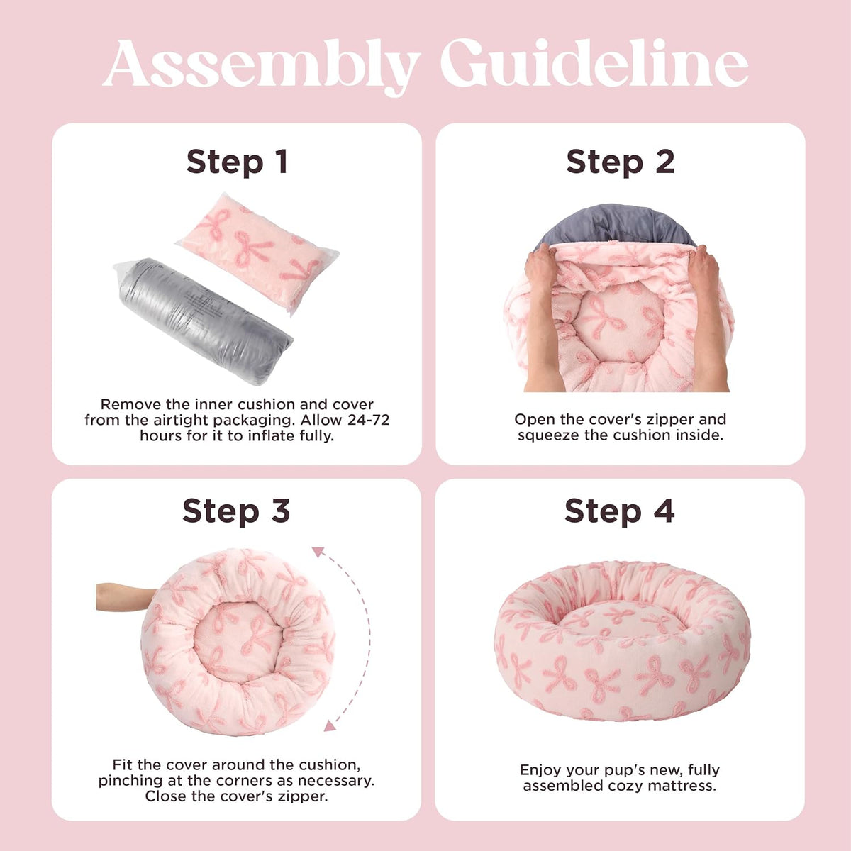 Shown on TV Jacquard Donut Cute Small Dog Beds,Pink Taffy 23x23x7in