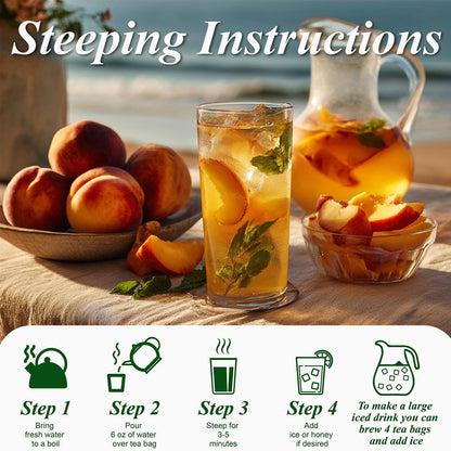 Mango Peach Green Tea Bags 100ct, Caffeinated Fruity Flavored Tea