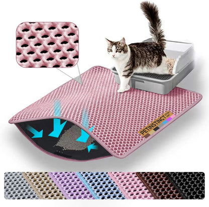 Cat Litter Mat, Double Layer Honeycomb Litter Box Mat