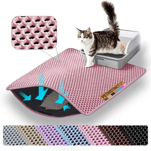 Cat Litter Mat, Double Layer Honeycomb Litter Box Mat