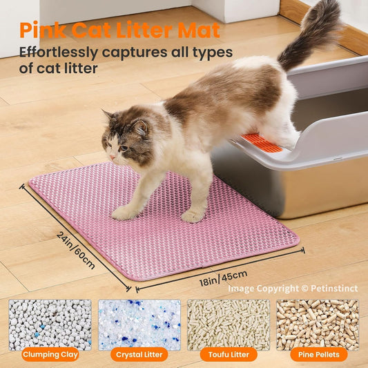 Cat Litter Mat, Double Layer Honeycomb Litter Box Mat