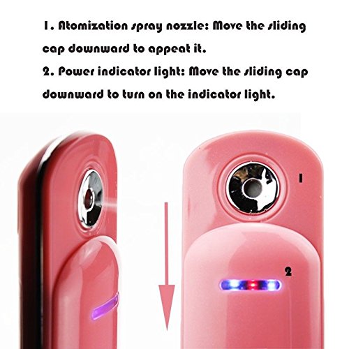 HiiBabyPortable Nano Face Steam Moist Spray Facial Moisturizing Mist Atomization Mister Skin Care Beauty Apparatus Watermelon (Pink)