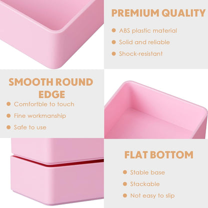 2 Pcs Pink Large Rectangular Desk Organizer Set, Half Accessory Tray, Plastic Tabletop Organizer for Office, Home, or Study, Dimensions: 9.45 x 2.95 x 1.38 Inches