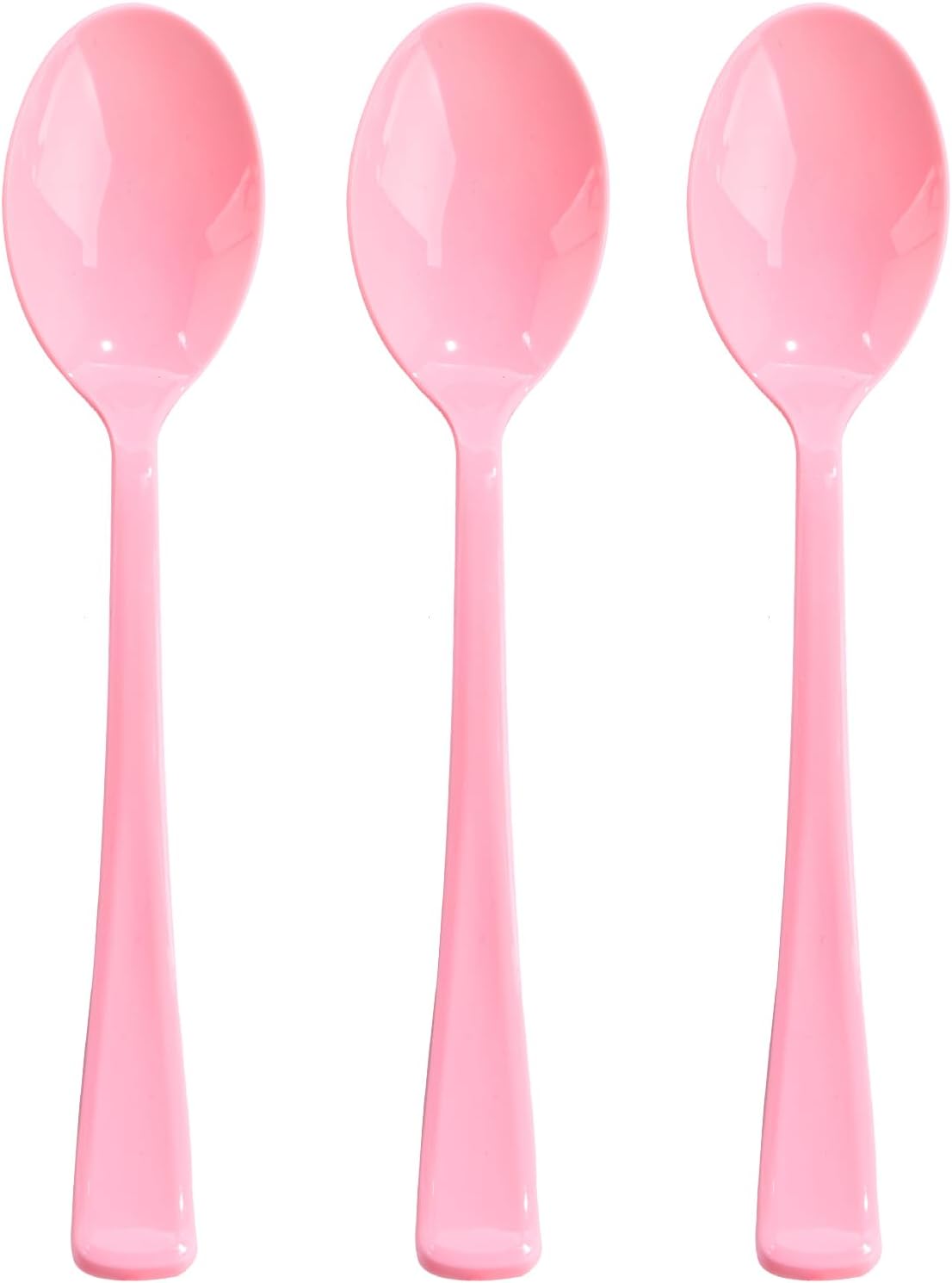 50 Pcs Pink Plastic Spoons, Pink Plastic Silverware Heavy Duty, Disposable Cutlery Set for Brithday, Wedding, Baby Shower, Bridal Showe, Garden Party