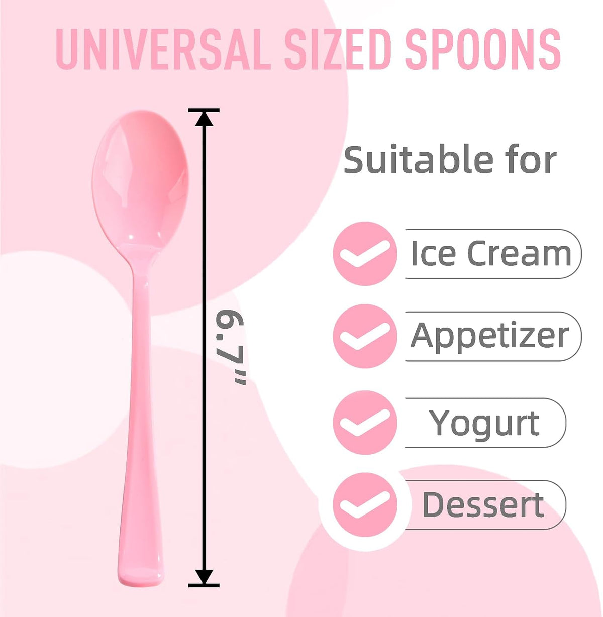 50 Pcs Pink Plastic Spoons, Pink Plastic Silverware Heavy Duty, Disposable Cutlery Set for Brithday, Wedding, Baby Shower, Bridal Showe, Garden Party