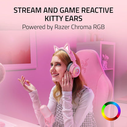 Kraken Kitty V3 Pro Wireless RGB Gaming Headset, Pink