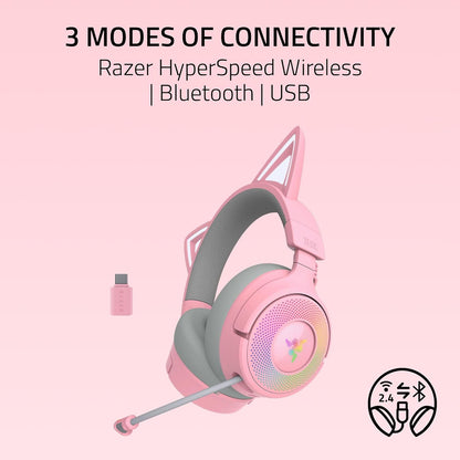 Kraken Kitty V3 Pro Wireless RGB Gaming Headset, Pink