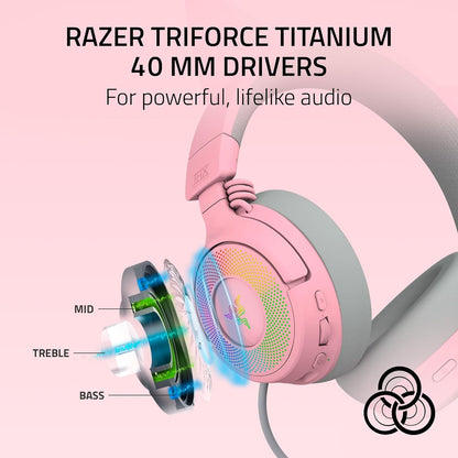 Kraken Kitty V3 Pro Wireless RGB Gaming Headset, Pink
