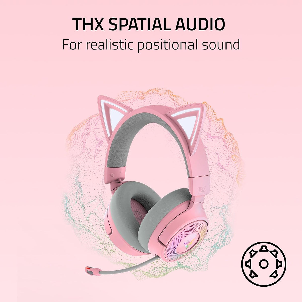 Kraken Kitty V3 Pro Wireless RGB Gaming Headset, Pink