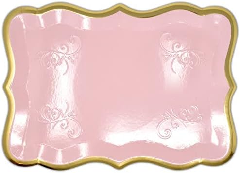 10 Pink Dessert Trays with Gold Foil Border, 9 x 13 Inch