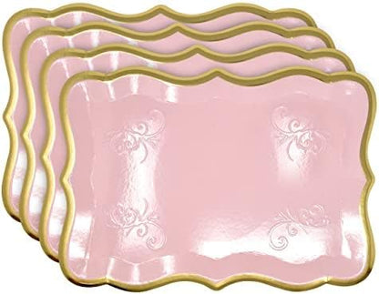 10 Pink Dessert Trays with Gold Foil Border, 9 x 13 Inch