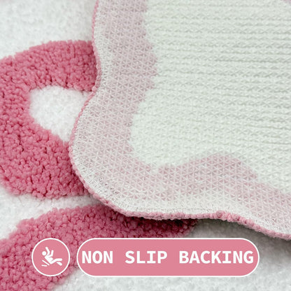 Pink Bow Bathroom Rugs Cute Scalloped Bow Bath Mat, 16" x 24"