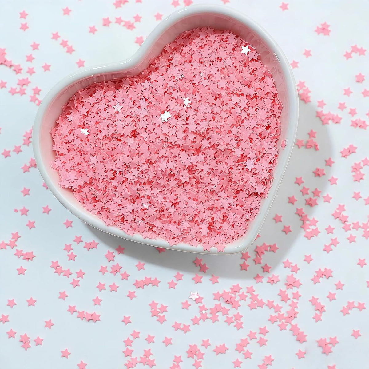 3mm Pink Star Glitter - 50g Bulk Glitter for Crafts with 6-Grid Storage Box, Holographic Sequins for Crafts, Small Stars for Resin Art, Nail Design, Slime Supplies, DIY Decor