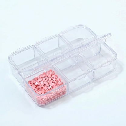 3mm Pink Star Glitter - 50g Bulk Glitter for Crafts with 6-Grid Storage Box, Holographic Sequins for Crafts, Small Stars for Resin Art, Nail Design, Slime Supplies, DIY Decor