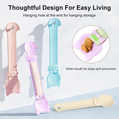4PCS Cat Strip Feeder Spoons, Sliding Pet Treat Spoon Squeeze, Lickable Squeezable Creamy Treat, Wet Treats Dispenser, Cat Treat Spoon Squeeze, Fun Feeding for Pets, Beige/Blue/Purple/Pink