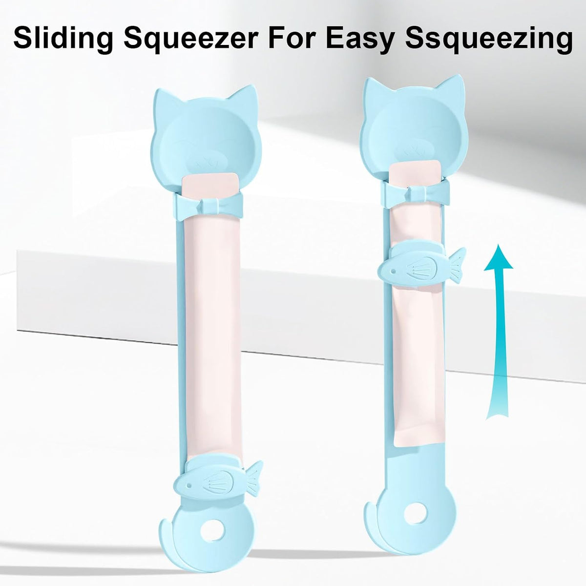 4PCS Cat Strip Feeder Spoons, Sliding Pet Treat Spoon Squeeze, Lickable Squeezable Creamy Treat, Wet Treats Dispenser, Cat Treat Spoon Squeeze, Fun Feeding for Pets, Beige/Blue/Purple/Pink