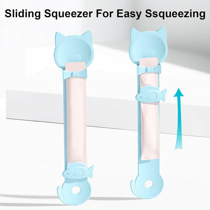 4PCS Cat Strip Feeder Spoons, Sliding Pet Treat Spoon Squeeze, Lickable Squeezable Creamy Treat, Wet Treats Dispenser, Cat Treat Spoon Squeeze, Fun Feeding for Pets, Beige/Blue/Purple/Pink