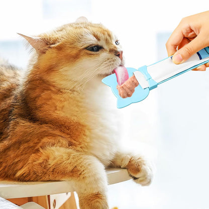 4PCS Cat Strip Feeder Spoons, Sliding Pet Treat Spoon Squeeze, Lickable Squeezable Creamy Treat, Wet Treats Dispenser, Cat Treat Spoon Squeeze, Fun Feeding for Pets, Beige/Blue/Purple/Pink