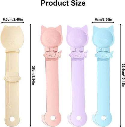 4PCS Cat Strip Feeder Spoons, Sliding Pet Treat Spoon Squeeze, Lickable Squeezable Creamy Treat, Wet Treats Dispenser, Cat Treat Spoon Squeeze, Fun Feeding for Pets, Beige/Blue/Purple/Pink