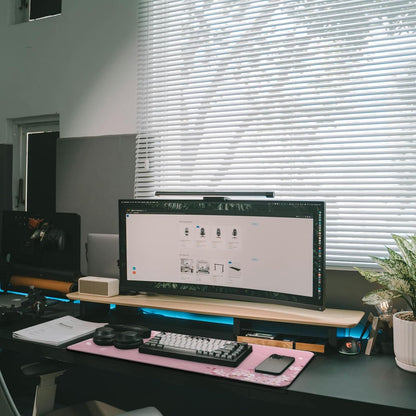 Gaming Mouse Pad with Anti-Slip Rubber Base, Extended Large Computer Mouse Mat with Stitched Edges, Long XL Anime Mousepad for Laptop and Keyboard, 31.5 x 11.8 inch (Pink Cherry Blossom)