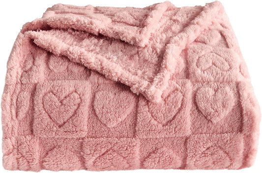 Heart Checkered Throw Blankets, for Love Mother Friends Pets,280 GSM Super Soft Warm Lightweight Fluffy Bed Blanket for Women Anniversaries(Pink,50"x60")