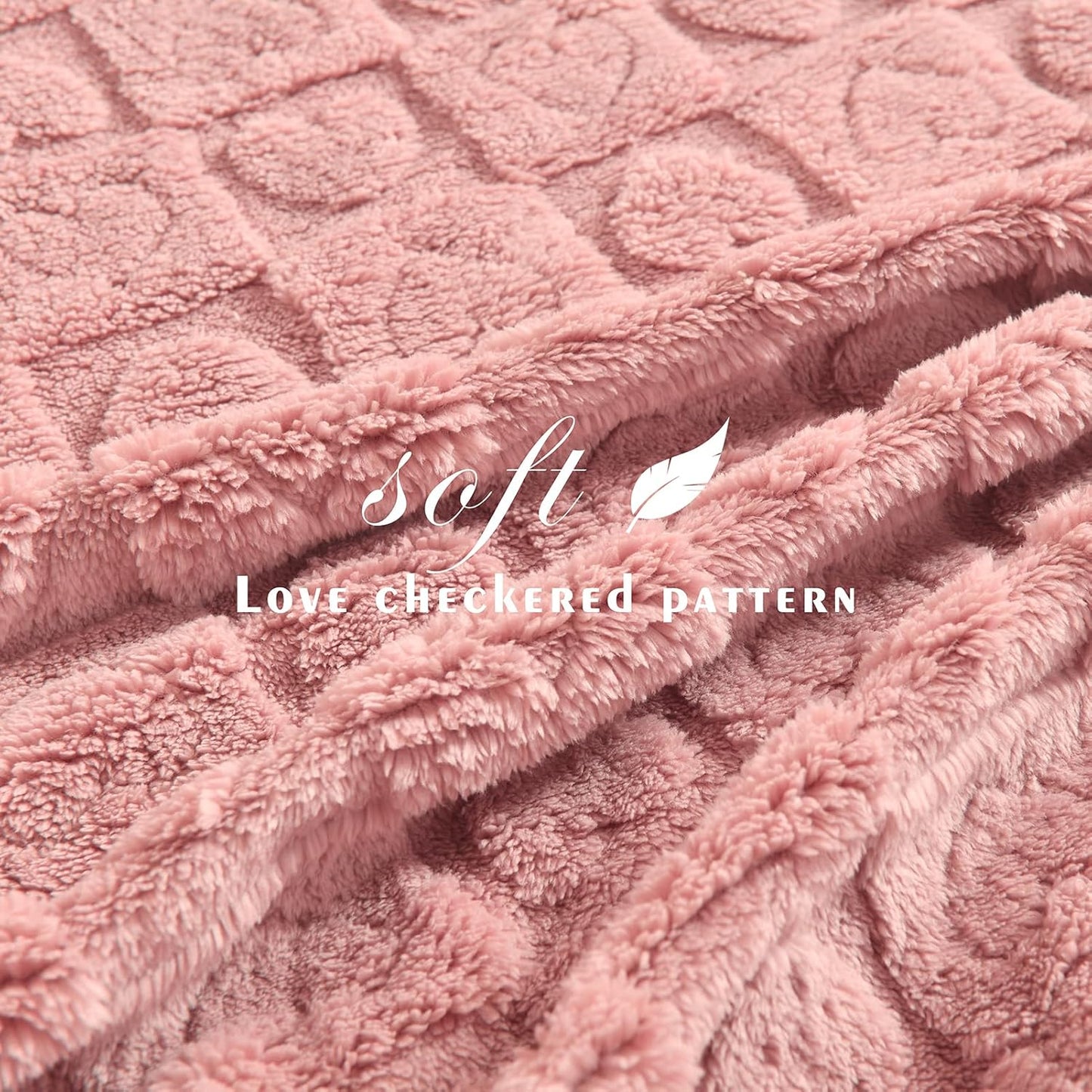 Heart Checkered Throw Blankets, for Love Mother Friends Pets,280 GSM Super Soft Warm Lightweight Fluffy Bed Blanket for Women Anniversaries(Pink,50"x60")