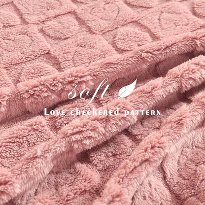 Heart Checkered Throw Blankets, for Love Mother Friends Pets,280 GSM Super Soft Warm Lightweight Fluffy Bed Blanket for Women Anniversaries(Pink,50"x60")