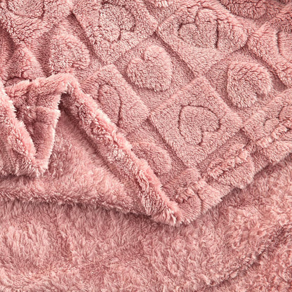 Heart Checkered Throw Blankets, for Love Mother Friends Pets,280 GSM Super Soft Warm Lightweight Fluffy Bed Blanket for Women Anniversaries(Pink,50"x60")