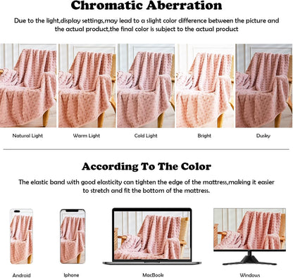 NEWCOSPLAY Super Soft Throw Blanket Pink Premium Silky Flannel Fleece 3D Waffle Checkered Lightweight Bed Blanket All Season Use (Pink, Throw(50"x70"))
