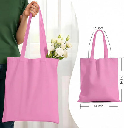 1 Pack Canvas Tote Bags With Handle, Canvas Shopping Bag, Pink