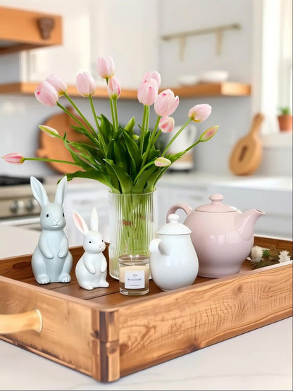 Real Touch Tulips Artificial Flowers, 15.8" Latex Faux Tulip Bouquet 10pcs Realistic Fake Tulips for Wedding Centerpiece Home Decor，Pink