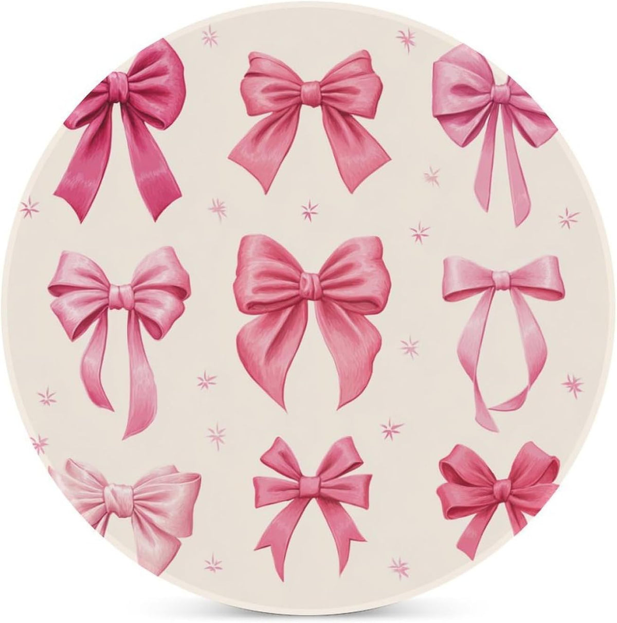 Light Pink Bows in Three Rows Coasters Set of 4 Absorbent Coasters