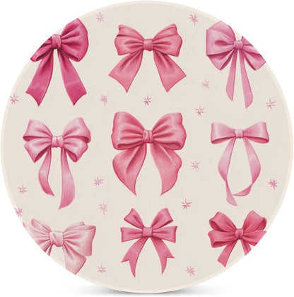 Light Pink Bows in Three Rows Coasters Set of 4 Absorbent Coasters
