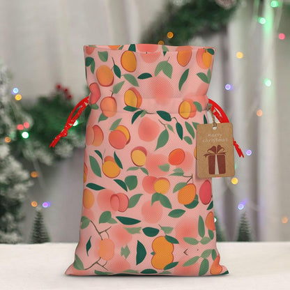 Peach Pattern Seamless 1pcs Christmas Drawstring Tote 4.7x 6.9in,Robust Bag For Gifts And Everyday Used Essentials