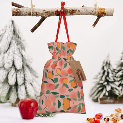Peach Pattern Seamless 1pcs Christmas Drawstring Tote 4.7x 6.9in,Robust Bag For Gifts And Everyday Used Essentials