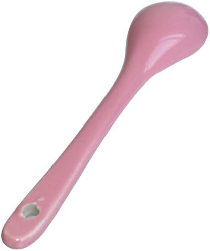 6 pcs Pink Porcelain Egg Spoons Ceramic Spoons 4.7 inch Coffee Dessert Yogurt Tea Milky Tea
