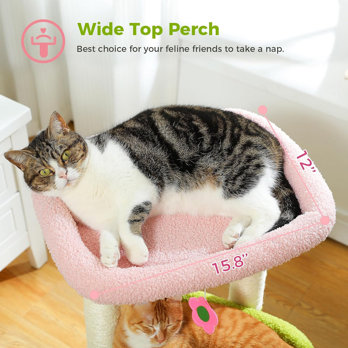 Small Cat Tree Tower for Indoor Cats, Sisal Post & Cozy Condo, Pink