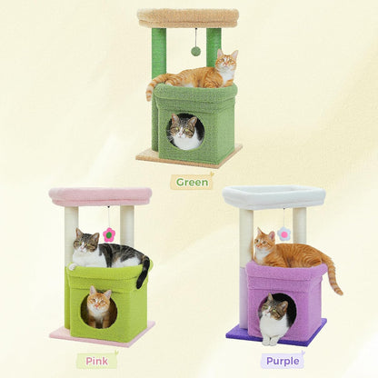 Small Cat Tree Tower for Indoor Cats, Sisal Post & Cozy Condo, Pink