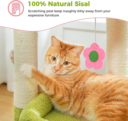 Small Cat Tree Tower for Indoor Cats, Sisal Post & Cozy Condo, Pink