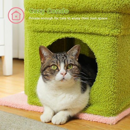 Small Cat Tree Tower for Indoor Cats, Sisal Post & Cozy Condo, Pink