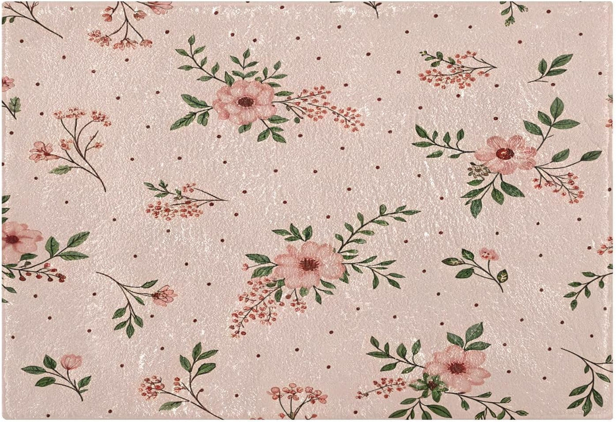 Elegant Flowers Pink Bathroom Mat Rug 24" x 16" Non Slip Super Absorbent Quick Dry Bath Mats for Bathtub Fluffy Rugs