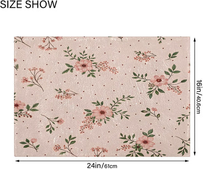 Elegant Flowers Pink Bathroom Mat Rug 24" x 16" Non Slip Super Absorbent Quick Dry Bath Mats for Bathtub Fluffy Rugs