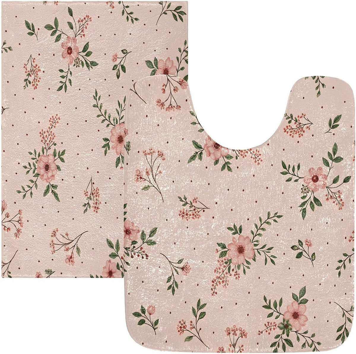 Elegant Flowers Pink Bathroom Mat Rug 24" x 16" Non Slip Super Absorbent Quick Dry Bath Mats for Bathtub Fluffy Rugs