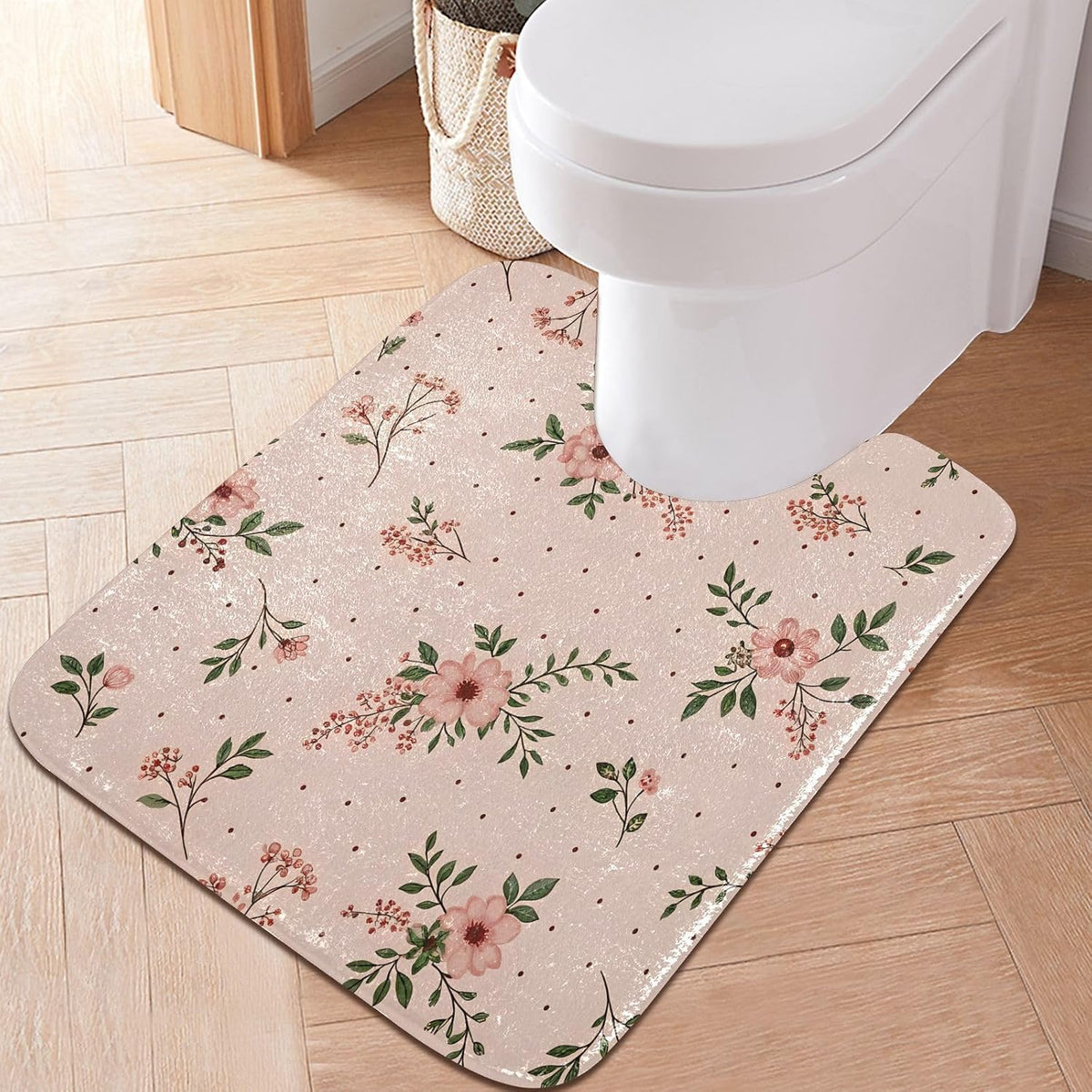 Elegant Flowers Pink Bathroom Mat Rug 24" x 16" Non Slip Super Absorbent Quick Dry Bath Mats for Bathtub Fluffy Rugs