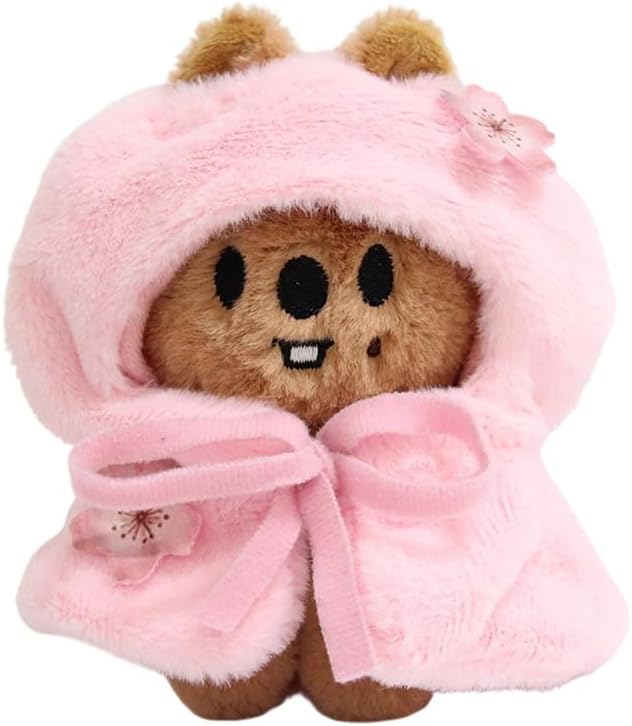 Sk-z Pink Cloak Clothes 4-inch SK-ZOO Plush Keychain, Peach blossom Cloak Detachable