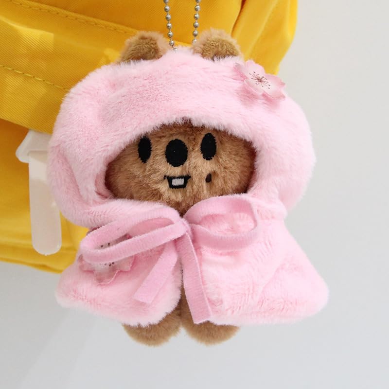 Sk-z Pink Cloak Clothes 4-inch SK-ZOO Plush Keychain, Peach blossom Cloak Detachable