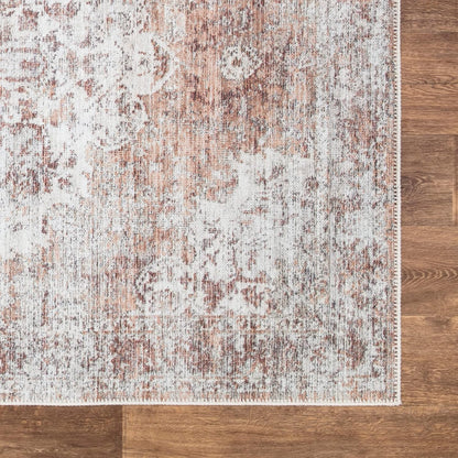 Washable Non-Slip 5' x 7' Rug - Ivory/Blush Traditional Area Rug for Living Room, Bedroom, Dining Room, and Kitchen - Exact Size: 5' x 7'